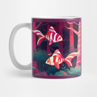 Striped Fish Swim Through a Forest Mug